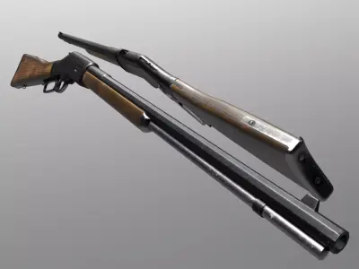 Winchester shotgun Low-poly 3D model