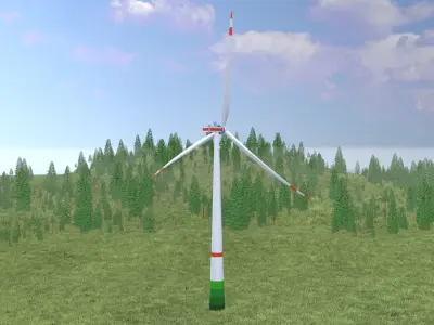 Wind turbine E1 H-132 RD 172 m with animation Low-poly 3D model