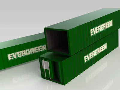 40 ft EVERGREEN Shipping Container Enclosure wo Refrigerant Free 3D model