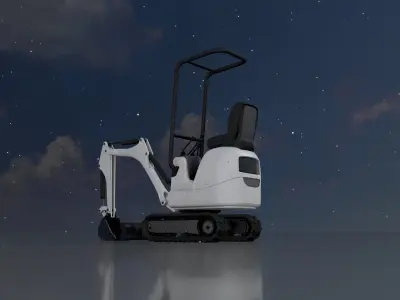 Mini-Digger White Low-poly 3D model