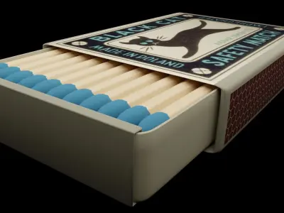 matches matchbox with inside Low-poly 3D model