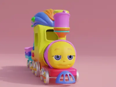 Cartoon Toy Train Low-poly 3D model