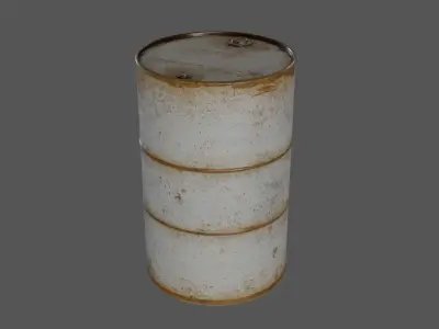 White Rusty Oil Drum Low-poly 3D model