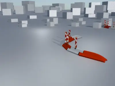 White and Red Road Traffic Barrier - Part 26 - Low-poly 3D model