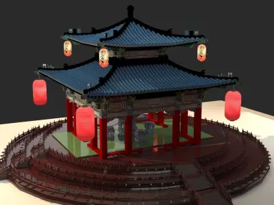 Chinese pavilion 3D model purchase