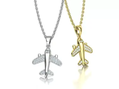 Airplane Diamond Pendant Traveller Own Design 3dprint Wax 3D print model