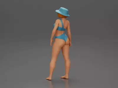 Stylish woman modeling modern asymmetric and hat 3D print model