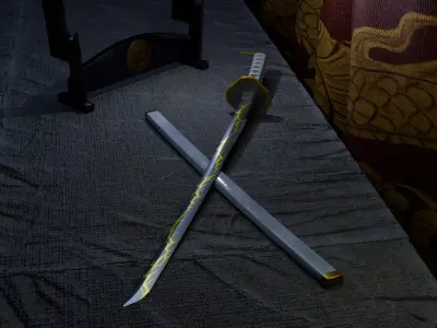Zenitsu Katana Kimetsu No Yaiba Low-poly 3D model