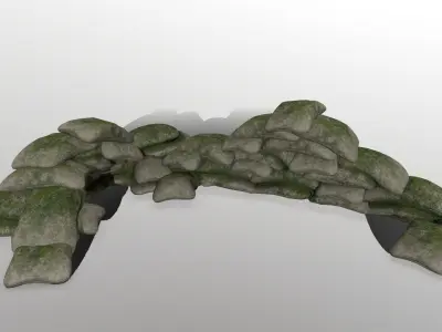 sandbag pile of rocks Low-poly 3D model