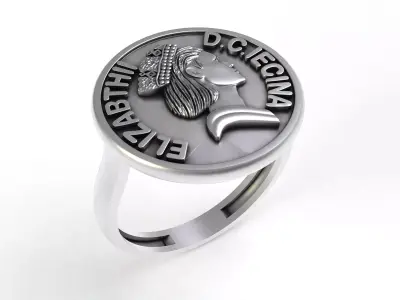 Queens Coin Ring 3D print model