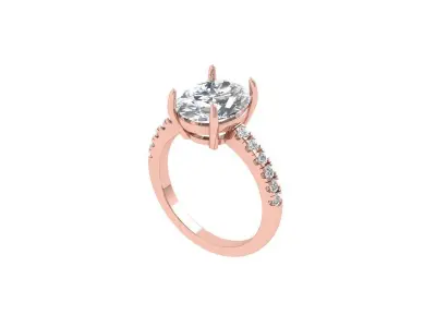 Oval Solitaire Ring 3D print model 2