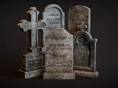 Old Tombstone Set 3D Model Collection