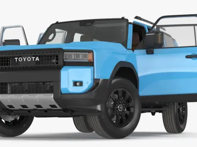  Toyota Land Cruiser Prado 2024 Blue Color Rigged for Cinema 4D 