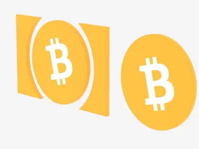 Bitcoin icon transparent Low-poly 3D model