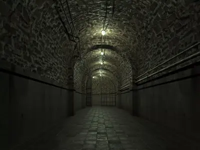 Low poly Underground Tunnel corridor 02 Low-poly 3D model
