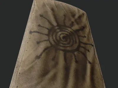 Slavic square leather shield-painted black Sun symbol Low-poly 3D model