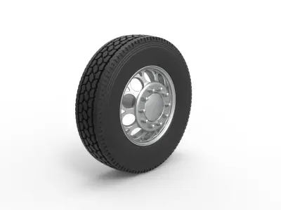 Front custom wheel of semi truck Version 6 Scale 1 to 25 3D print model