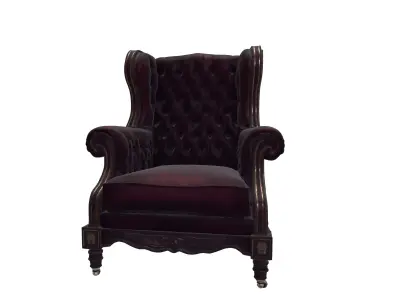 Vintage Tufted Leather Armchair Victorian Style Furniture 3D model