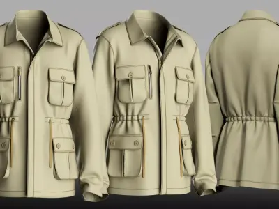 Military Jacket For Men - 3D Clothing Model - OBJ  ZPRJ 3D model