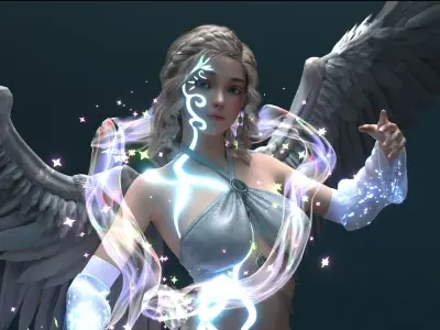 Viya Angel Girl   I    Advanced Rigged  I  Texture 4K and 2K  Low-poly 3D model