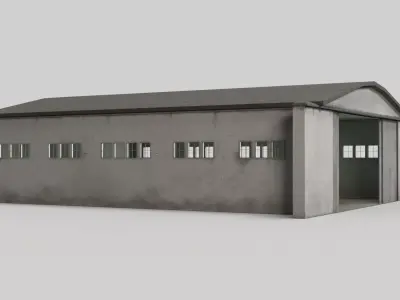 Vintage Aeroclub Aircraft Hangar PBR Real Scale Game  3D model