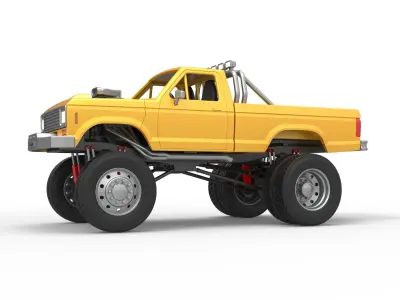 Monster Truck with semi truck wheels Scale 1 to 25 3D print model