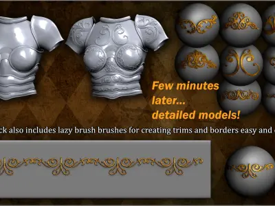 Flourish Maker 300 ZBrush Brushes 3D model