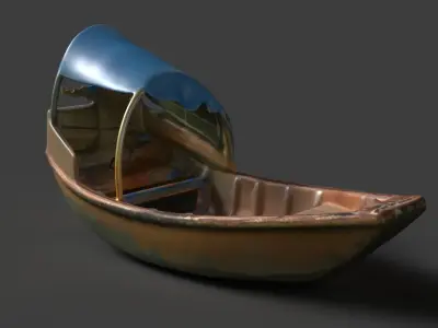 Chinese wooden boat  figure  Low-poly 3D model buy