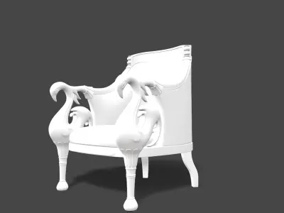 Antique wooden Sofa Chair 3D Model 3D model