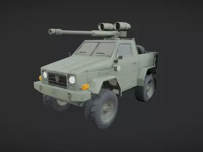 military armored vehicle with mounted cannon 3D model
