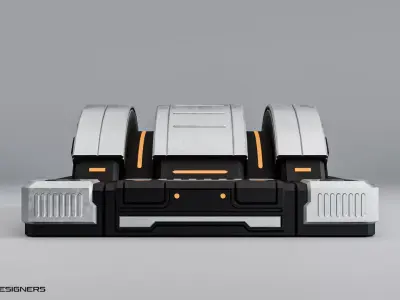 Sci-Fi Industrial Reactor Unit Low-poly 3D model
