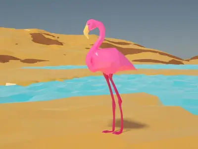 Pink Flamingo sylized 3d model Low-poly 3D model