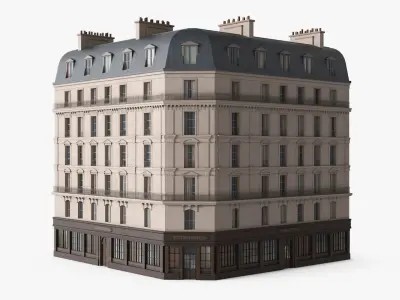 Paris Corner Traditional Building 3D model