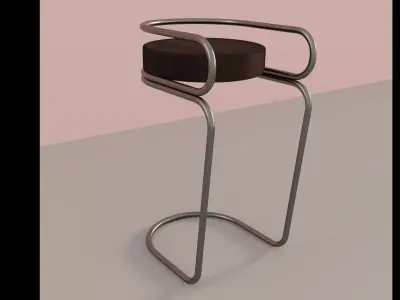 A bar stool with a round seat Free 3D model