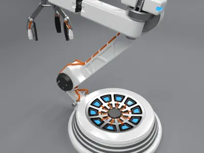 3D Futuristic Robotic Arm Rigged animated 3D model