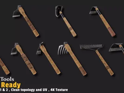 29 Medieval Tools Game-Ready 3D Model Pack