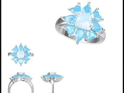 JCD Format Antique color stone rings 3d cad jewelry design 3D print model