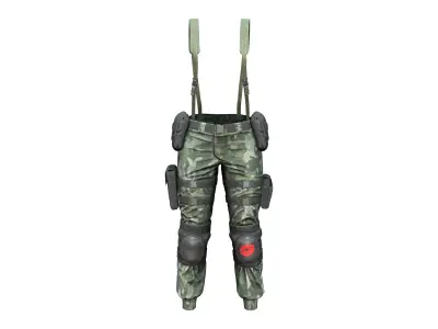 Female Military Combat Pants With Suspenders Low-poly 3D model