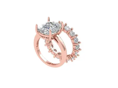 Solitair Ring Bridal Set 3D print model