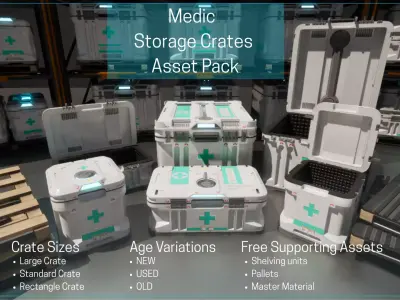 Medic Storage Crates Asset Pack Low-poly 3D model