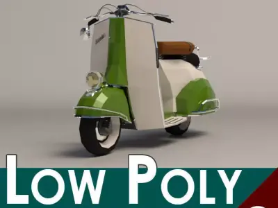 Low Poly Cartoon Vespa Scooter Low-poly 3D model