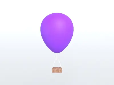 Hot Air Balloon v1 011 Low-poly 3D model