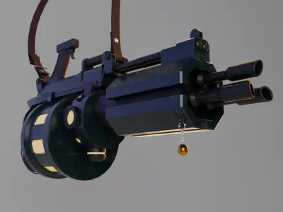 Machinegun Mr Pew Pew Low-poly 3D model