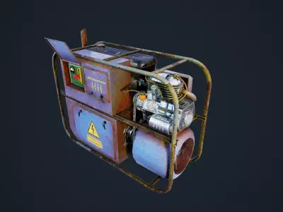 Old german  gas generator Low-poly 3D model