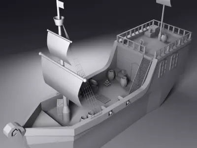 Pirate Ship Low-poly 3D model 9