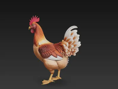 Brown Chicken Realistic 3D Model Basic - Low Poly Realistic  Low-poly 3D model