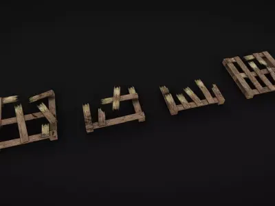 Destroyed Pallets Low-poly 3D model