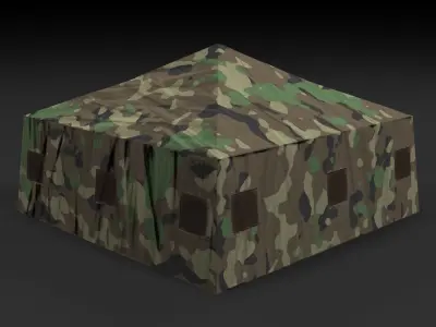 Lowpoly PBR Military Tent Low-poly 3D model