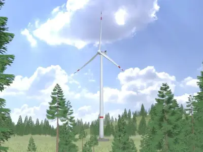 Wind turbine V2 H-175 RD 172m with Animation and Foundation Low-poly 3D model