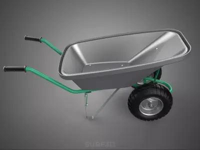 DUAL 2 DOUBLE TWO TWIN TIRE WHEEL WHEELED WHEELBARROW CART METAL 3D model